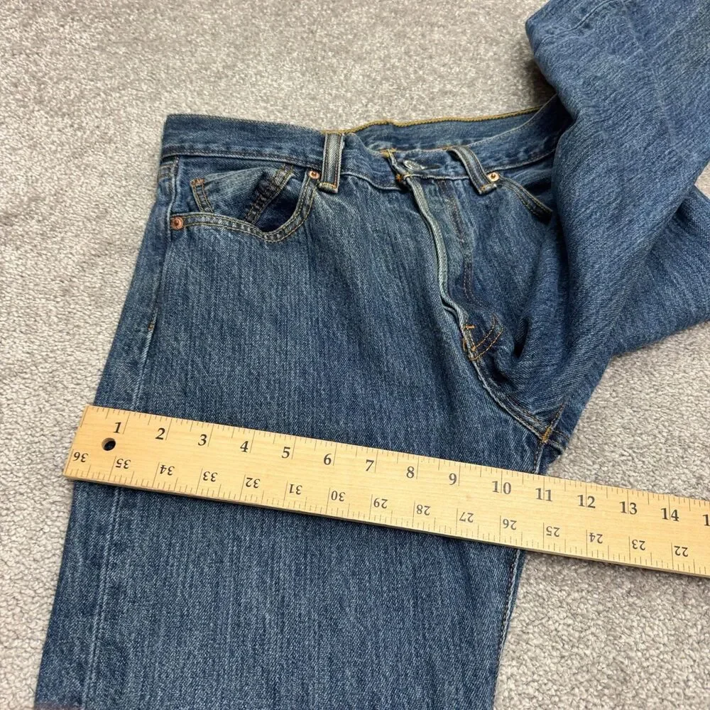 Levi's 501 Original Fit Straight Button Fly Denim Jeans Men 30x30 Blue Dark Wash